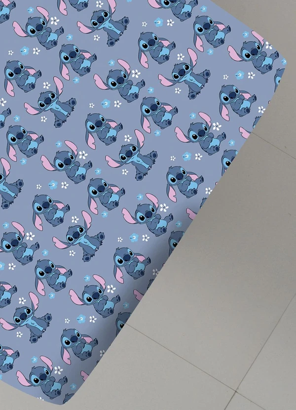Portallar - Jogo de Cama Solteiro Stitch Blue 2 Peças 3