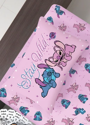 Portallar - Jogo de Cama Solteiro Stitch e Angel 2 Peças - PORTALLAR