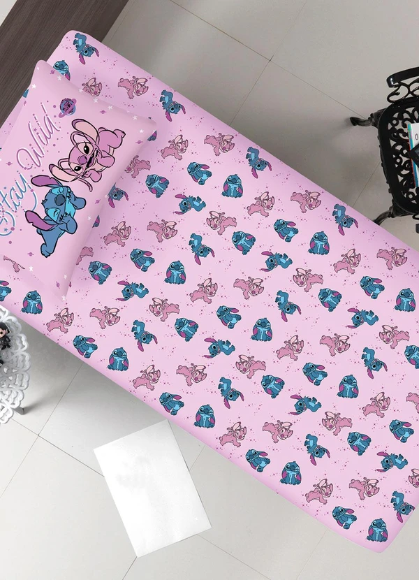 Portallar - Jogo de Cama Solteiro Stitch e Angel 2 Peças