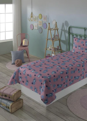 Lepper - Jogo de Cama Solteiro Stitch Rosa 2 Peças - LEPPER