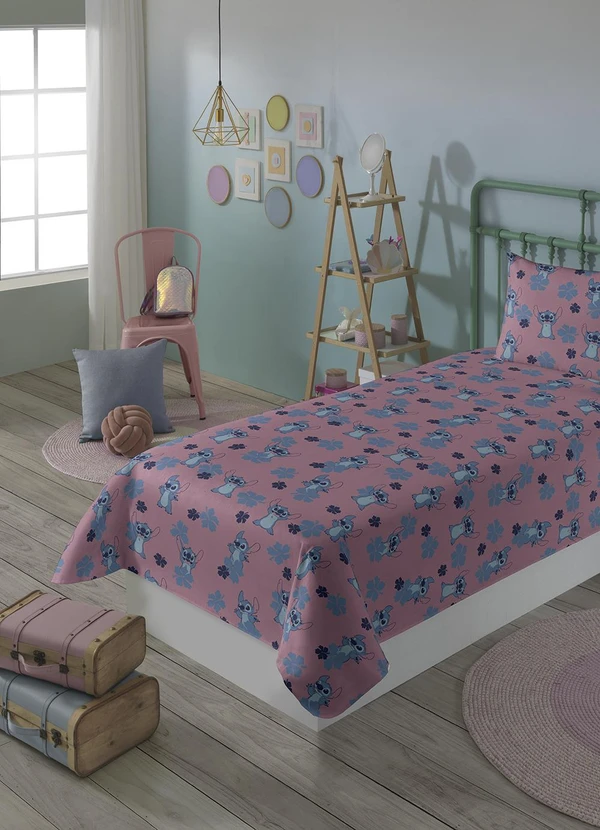 Lepper - Jogo de Cama Solteiro Stitch Rosa 2 Peças 2