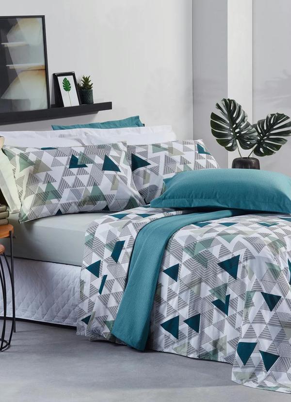 Santista - Jogo de Cama 150 Fios Azul King 4 Peças