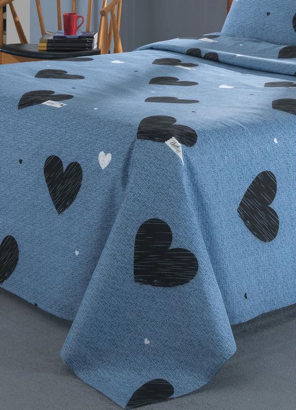 Mundo Lar - Jogo de Cama 150 Fios Azul King 4 Peças 4