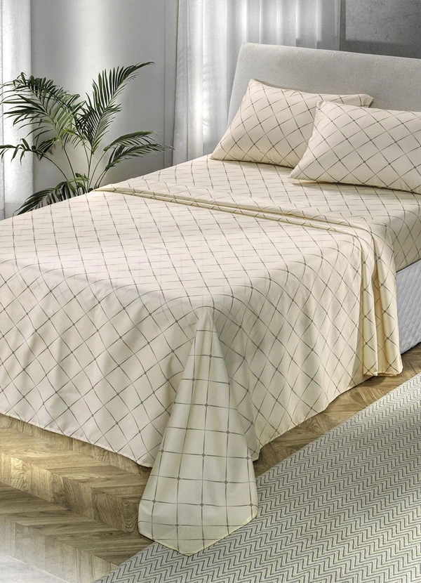 Mundo Lar - Jogo de Cama 150 Fios Bege King 4 Peças