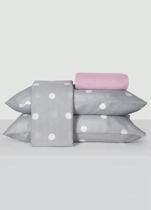 Mundo Lar - Jogo de Cama 150 Fios Cinza King 4 Peças 4