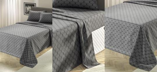 Jogo de Cama 150 Fios Cinza King 4 Pe�as