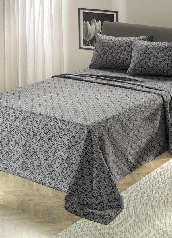 Mundo Lar - Jogo de Cama 150 Fios Cinza King 4 Peças