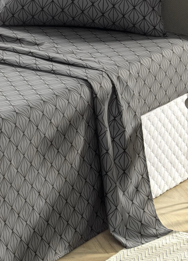 Mundo Lar - Jogo de Cama 150 Fios Cinza King 4 Peças 2