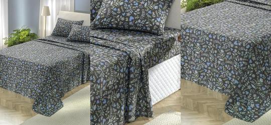 Jogo de Cama 150 Fios Cinza King 4 Pe�as