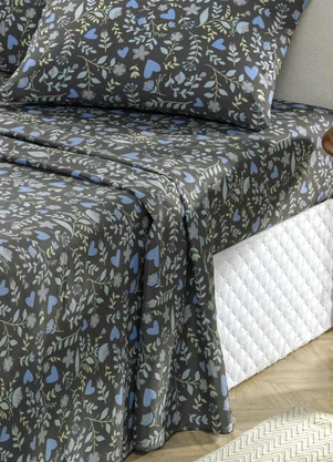 Mundo Lar - Jogo de Cama 150 Fios Cinza King 4 Peças - MUNDO LAR