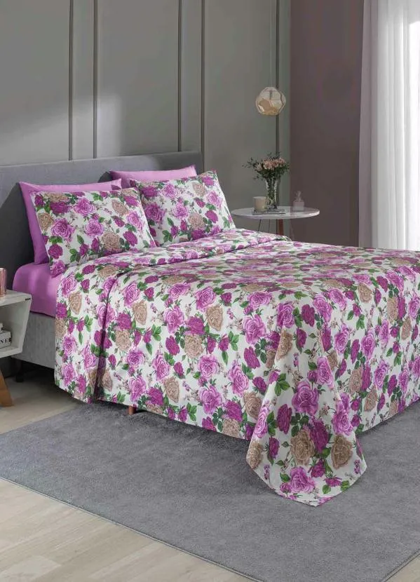 Teka - Jogo de Cama 150 Fios Floral Rosa King 4 Peças