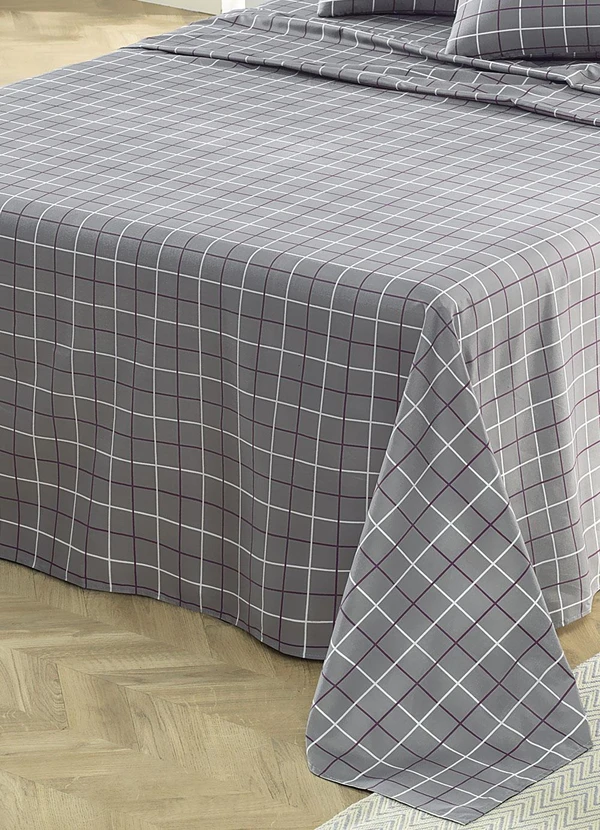 Mundo Lar - Jogo de Cama 150 Fios Grid King 4 Peças 3