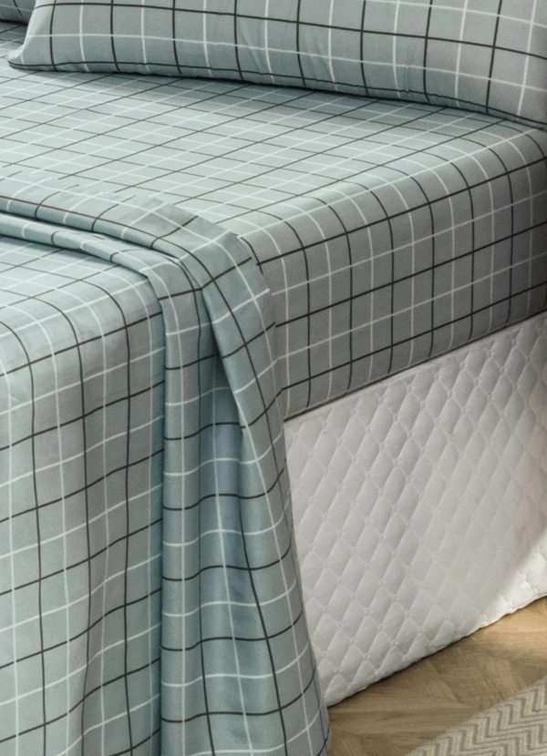 Mundo Lar - Jogo de Cama 150 Fios Grid King 4 Peças 2