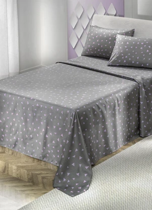 Mundo Lar - Jogo de Cama 150 Fios Lilás King 4 Peças - MUNDO LAR