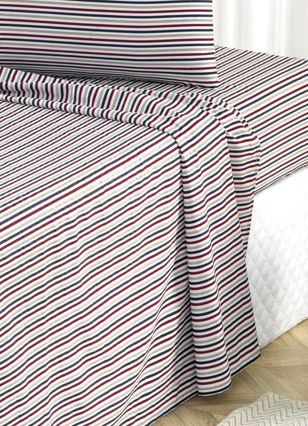 Mundo Lar - Jogo de Cama 150 Fios Listras King 4 Peças 2