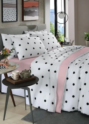 Mundo Lar - Jogo de Cama 150 Fios Poá King 4 Peças - MUNDO LAR