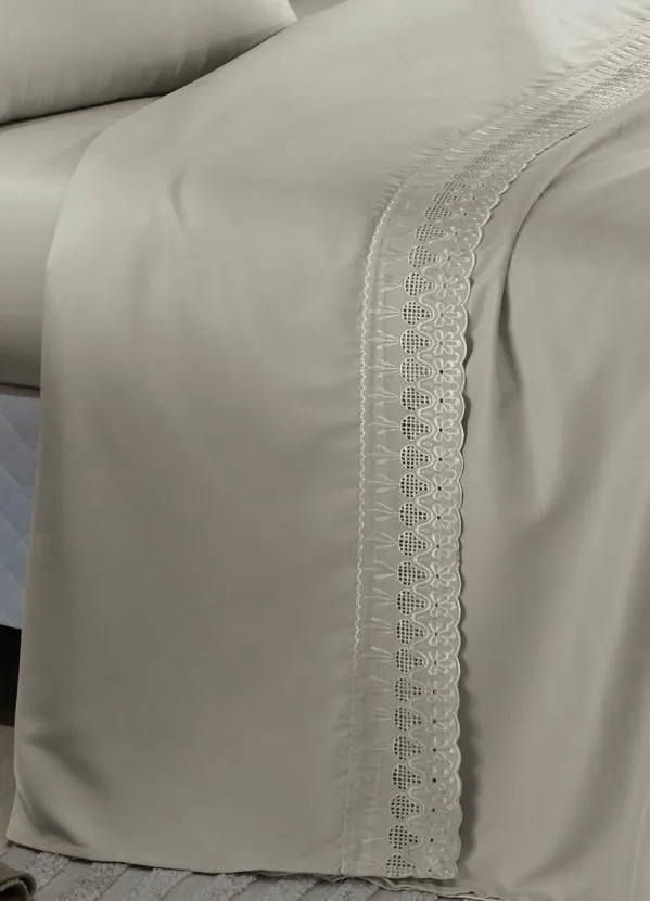 Mundo Lar - Jogo de Cama 200 Fios Bege King 4 Peças 3