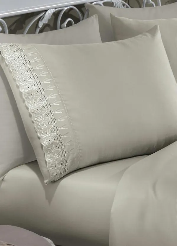 Mundo Lar - Jogo de Cama 200 Fios Bege King 4 Peças 4