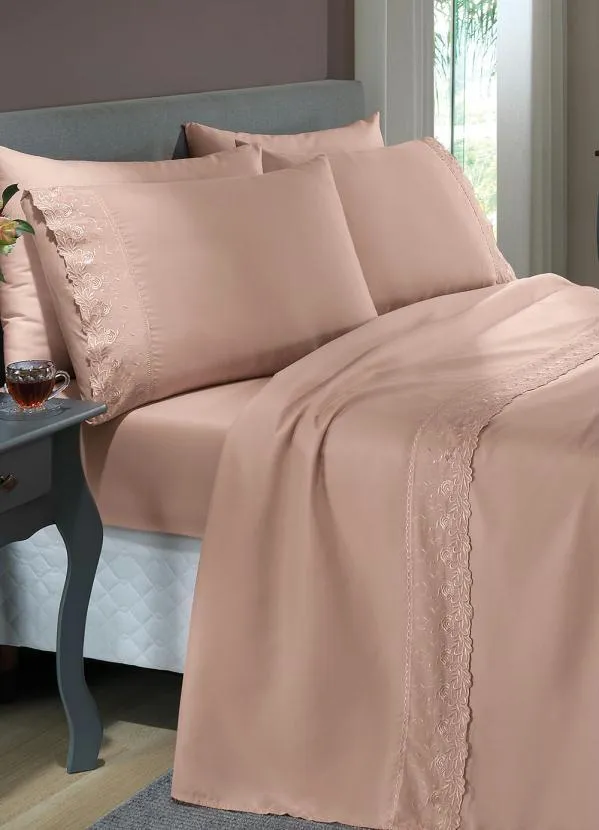 Mundo Lar - Jogo de Cama 200 Fios Coral King 4 Peças 2