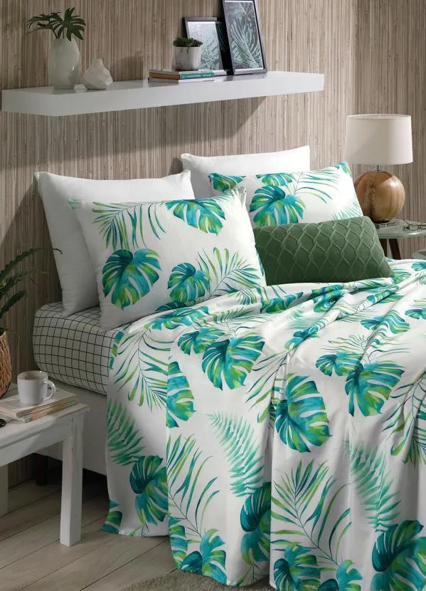 Mundo Lar - Jogo de Cama 200 Fios Folhas King 4 Peças 3