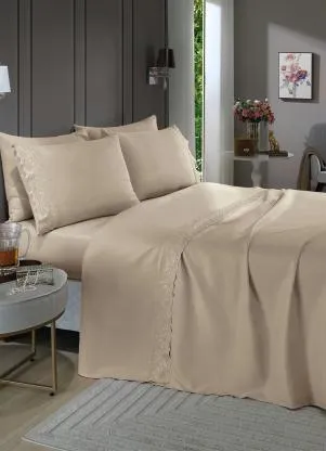 Mundo Lar - Jogo de Cama 200 Fios Marrom King 4 Peças - MUNDO LAR