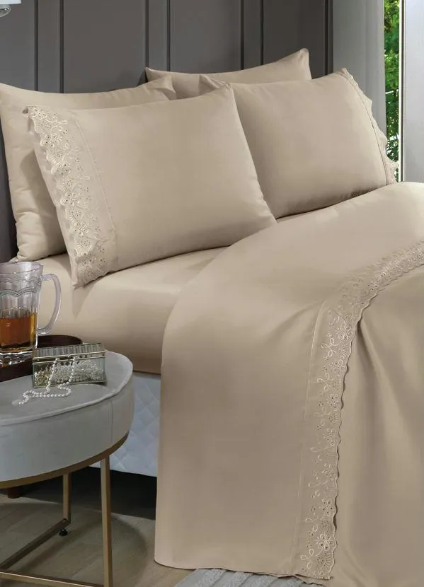 Mundo Lar - Jogo de Cama 200 Fios Marrom King 4 Peças 2