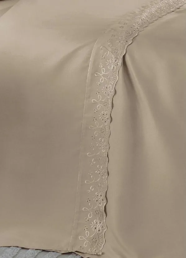 Mundo Lar - Jogo de Cama 200 Fios Marrom King 4 Peças 3