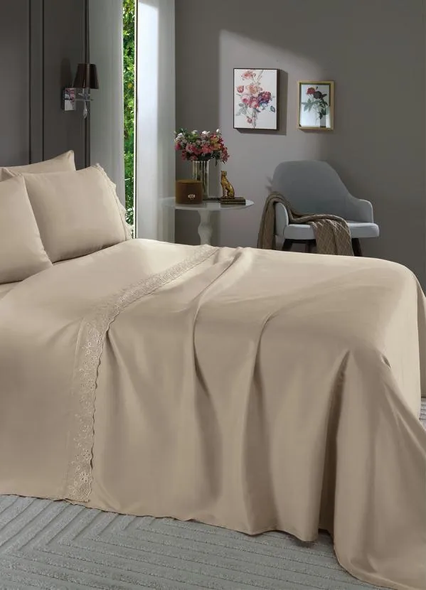 Mundo Lar - Jogo de Cama 200 Fios Marrom King 4 Peças 7