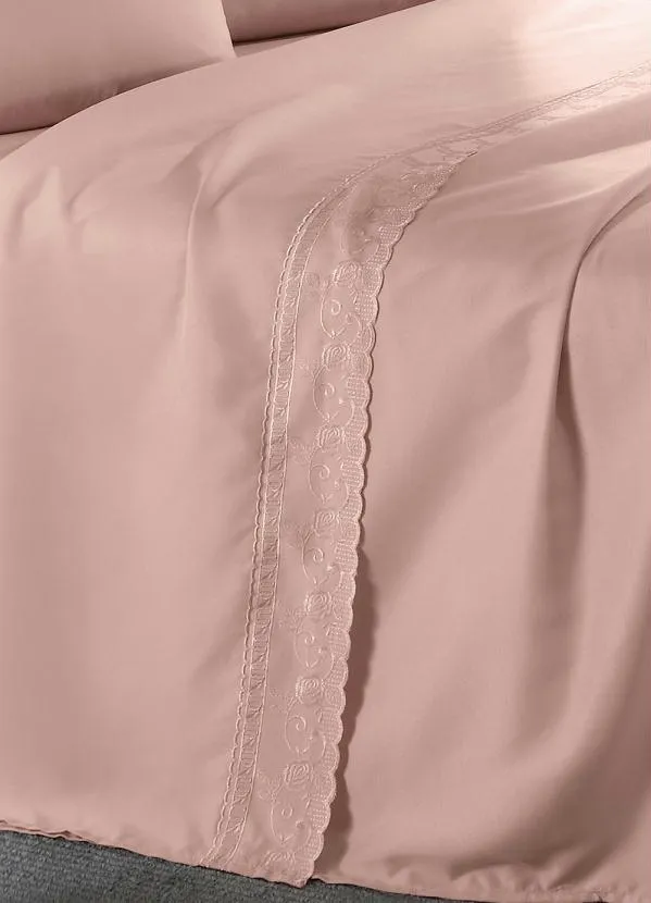 Mundo Lar - Jogo de Cama 200 Fios Rosa Claro King 4 Peças 3