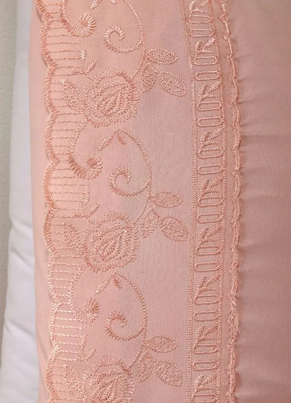 Mundo Lar - Jogo de Cama 200 Fios Rosa Claro King 4 Peças 5