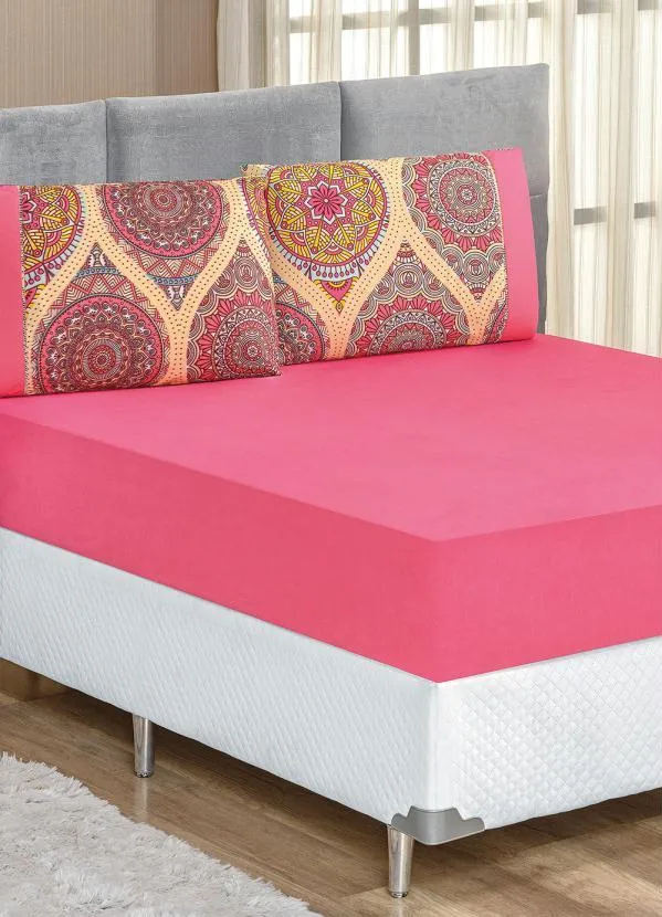 Lar e Lazer - Jogo de Cama 200 Fios Rosa King 3 Peças