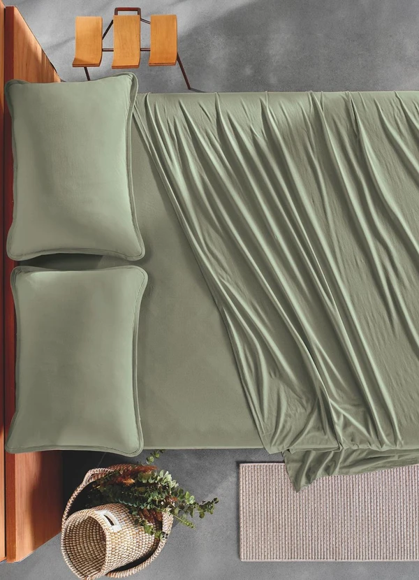 Rovi Home - Jogo de Cama King Malha Fio Penteado Verde