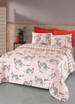 Mundo Lar - Jogo de Cama Leopardo Rosa King 4 Peças - MUNDO LAR