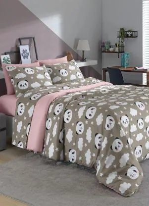 Mundo Lar - Jogo de Cama Panda Cinza King 4 Peças - MUNDO LAR