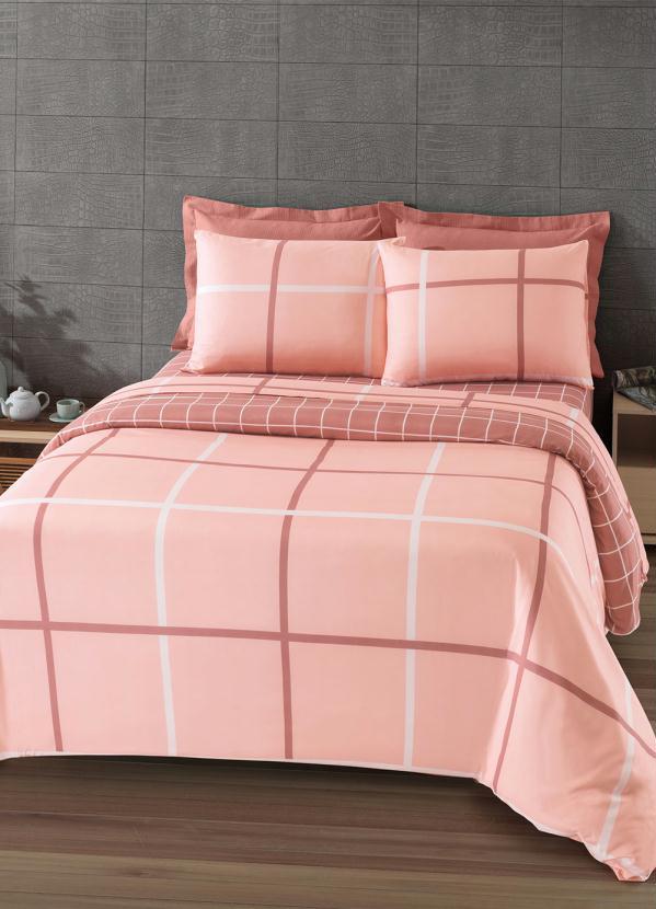 Mundo Lar - Jogo de Cama Rosa King 4 Peças