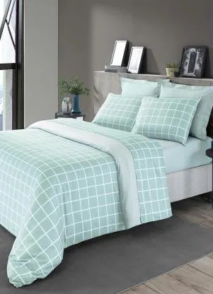 Mundo Lar - Jogo de Cama Xadrez Azul King 4 Peças - MUNDO LAR