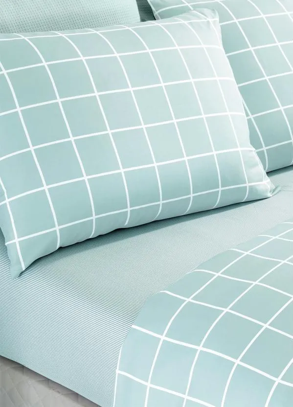 Mundo Lar - Jogo de Cama Xadrez Azul King 4 Peças 2