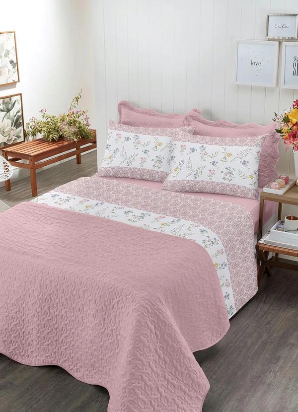 Santista - Jogo de Cama 120 Fios Rosa Queen 4 Peças