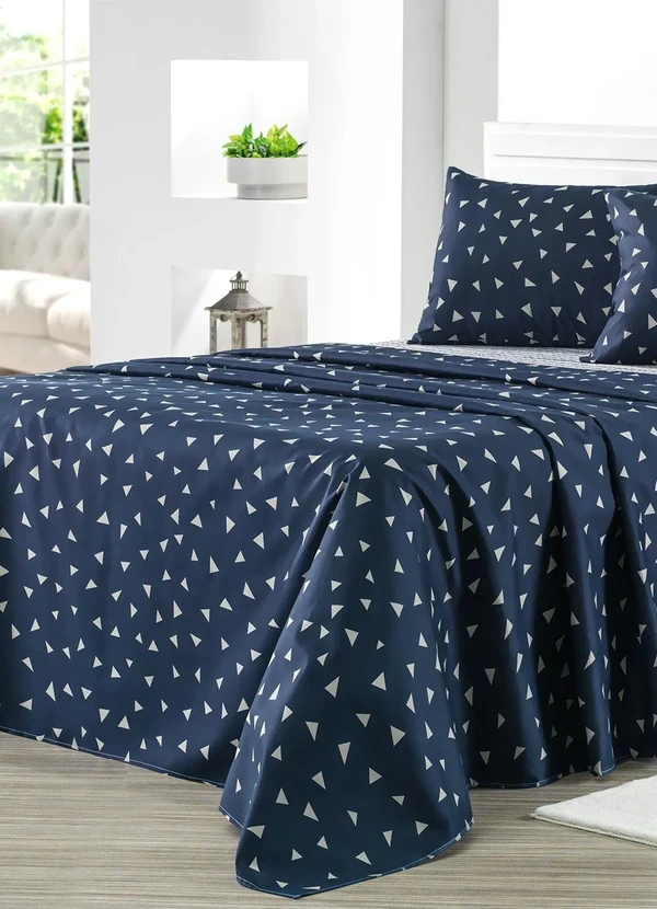 Mundo Lar - Jogo de Cama 150 Fios Azul e ListraQueen4peças 2