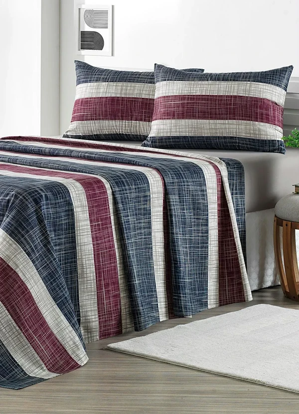 Mundo Lar - Jogo de Cama 150 Fios Azul Queen 4 Peças