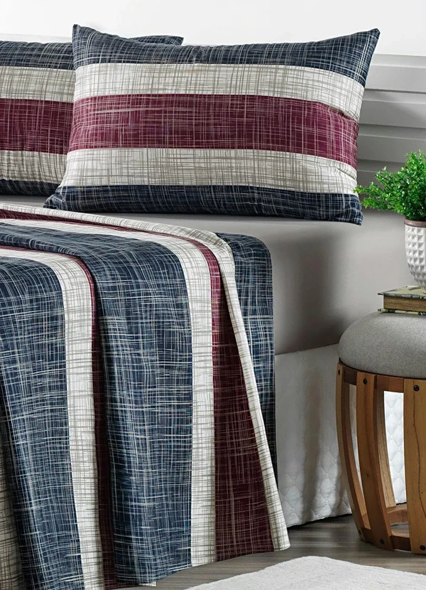 Mundo Lar - Jogo de Cama 150 Fios Azul Queen 4 Peças 3