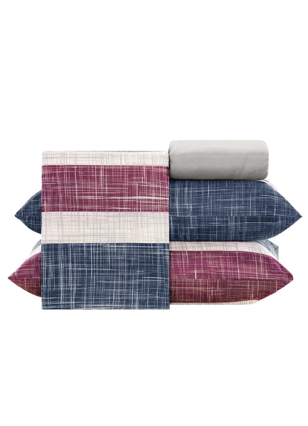 Mundo Lar - Jogo de Cama 150 Fios Azul Queen 4 Peças 5