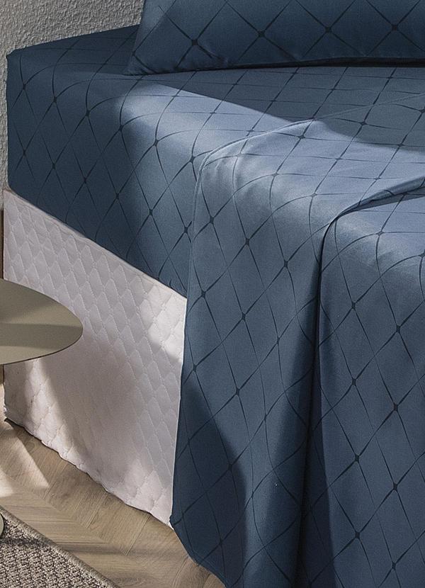 Mundo Lar - Jogo de Cama 150 Fios Azul Queen 4 Peças 2