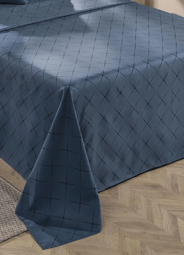 Mundo Lar - Jogo de Cama 150 Fios Azul Queen 4 Peças 3