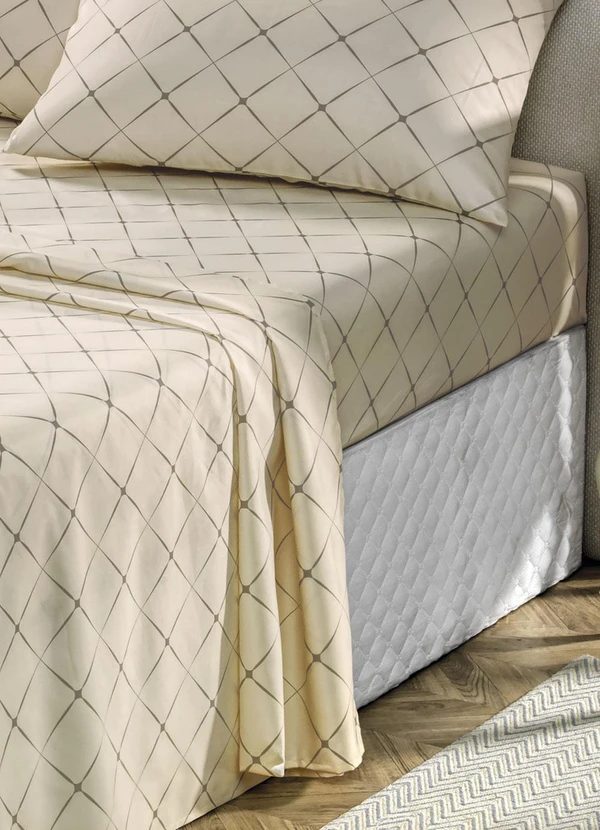 Mundo Lar - Jogo de Cama 150 Fios Bege Queen 4 Peças 2