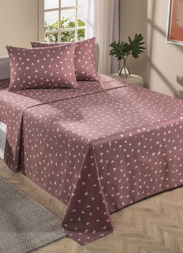 Mundo Lar - Jogo de Cama 150 Fios Bordô Queen 4 Peças