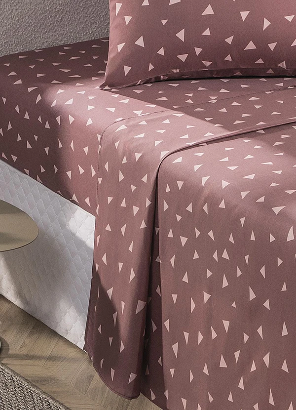 Mundo Lar - Jogo de Cama 150 Fios Bordô Queen 4 Peças 2