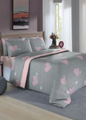 Mundo Lar - Jogo de Cama 150 Fios Cinza Queen 4 Peças - MUNDO LAR