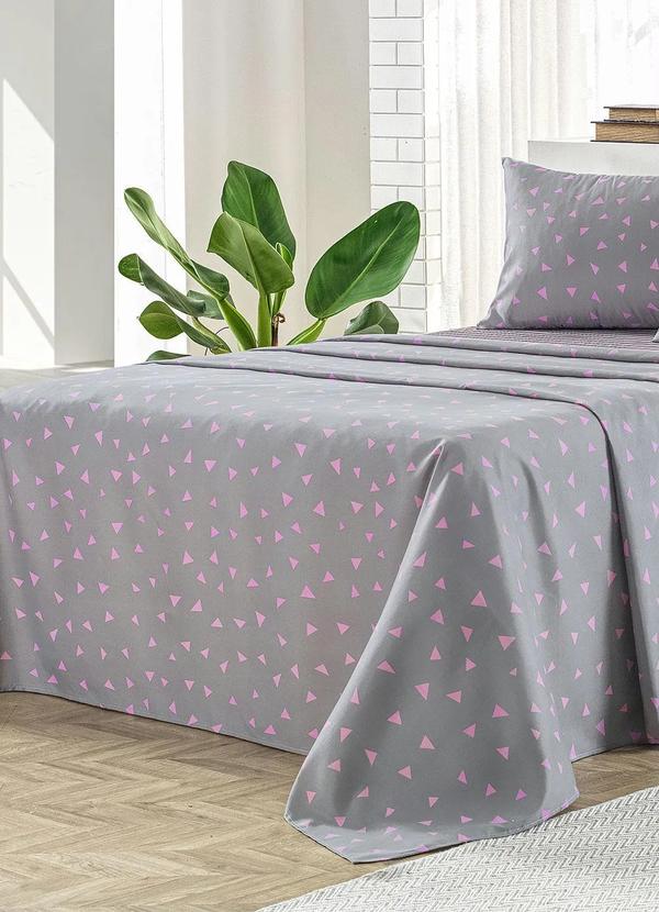 Mundo Lar - Jogo de Cama 150 Fios Cinza Queen 4 Peças 2