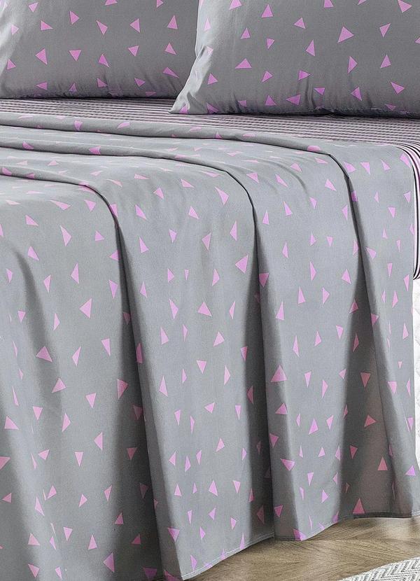 Mundo Lar - Jogo de Cama 150 Fios Cinza Queen 4 Peças 4